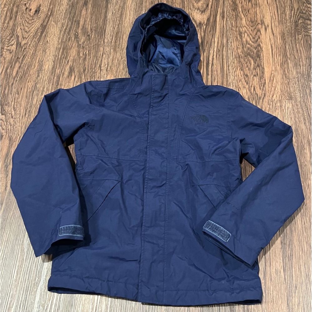 The North Face Girls Navy Blue DryVent Rain Jacket Hooded Waterproof Size S 7/8